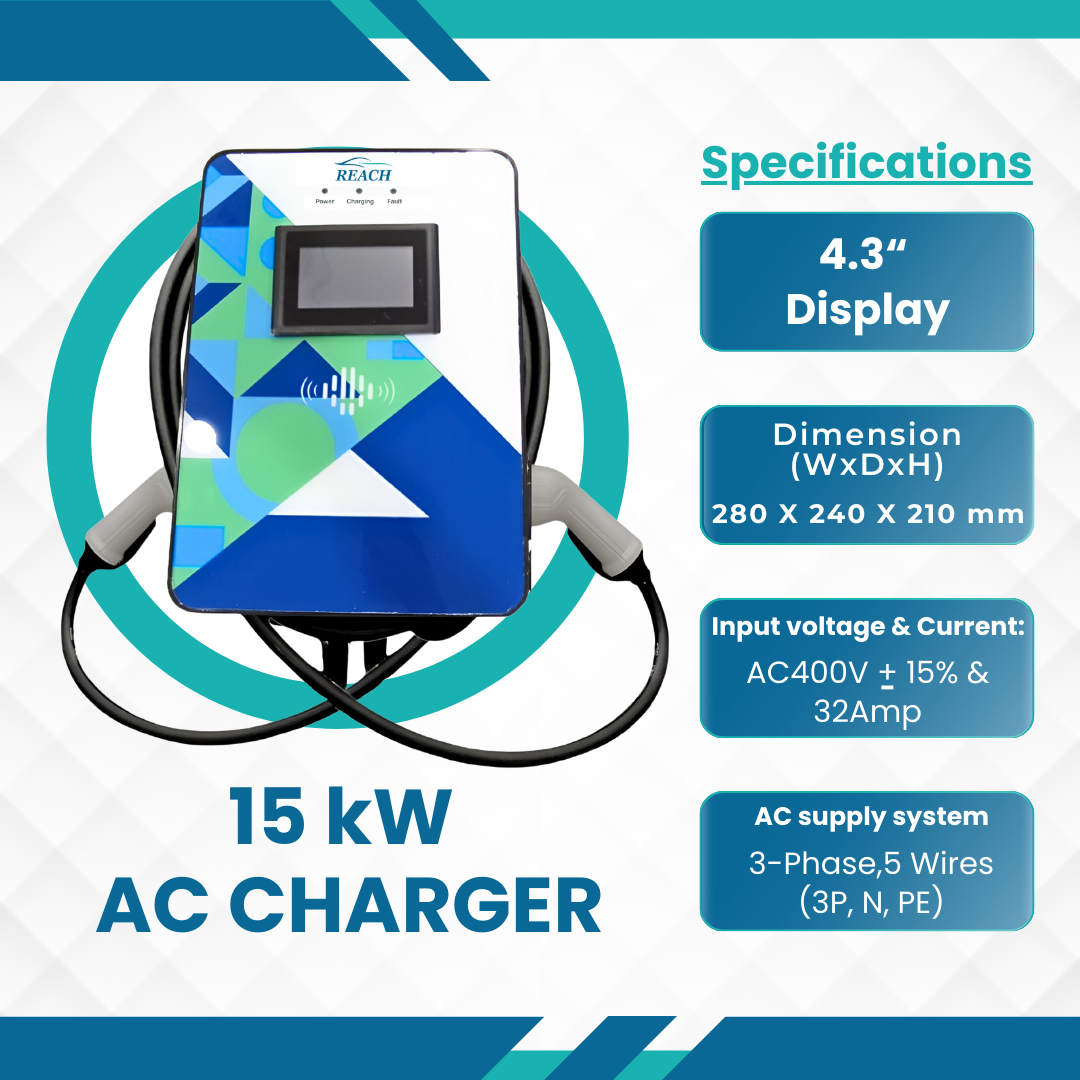 REACH 15 kW Type-2 Dual Gun AC EV Charger - Image 2