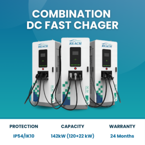 REACH DC 60 kW CCS2 x2 + AC 22 kW Type-2 EV Triple Gun Combination Charger